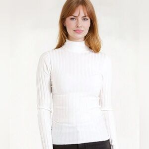 TWIK Wide Ribbing Turtleneck Top